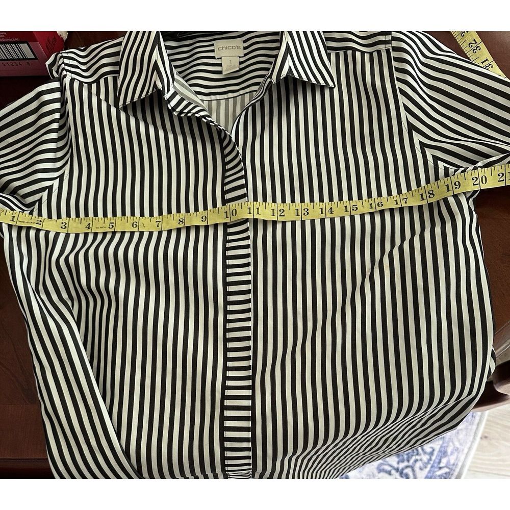 Chico's Chicos Non -Iron 3/4 Sleeve Collared Classic Chic  Unique Size ‎ (8-10) - Picture 5 of 8